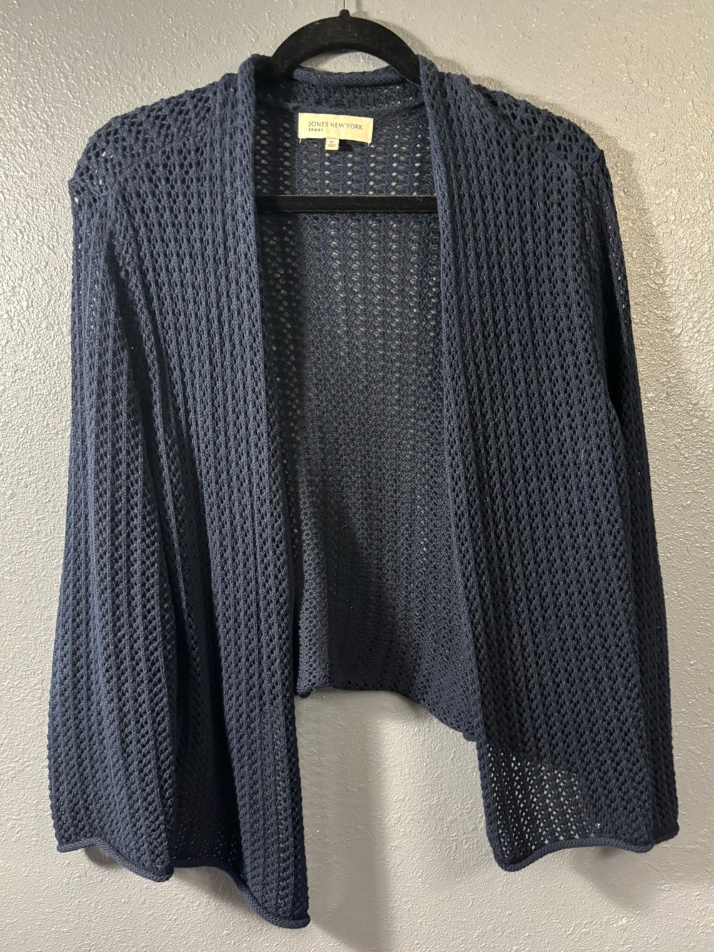 Jones New York Navy Open-Front Knit Cardigan